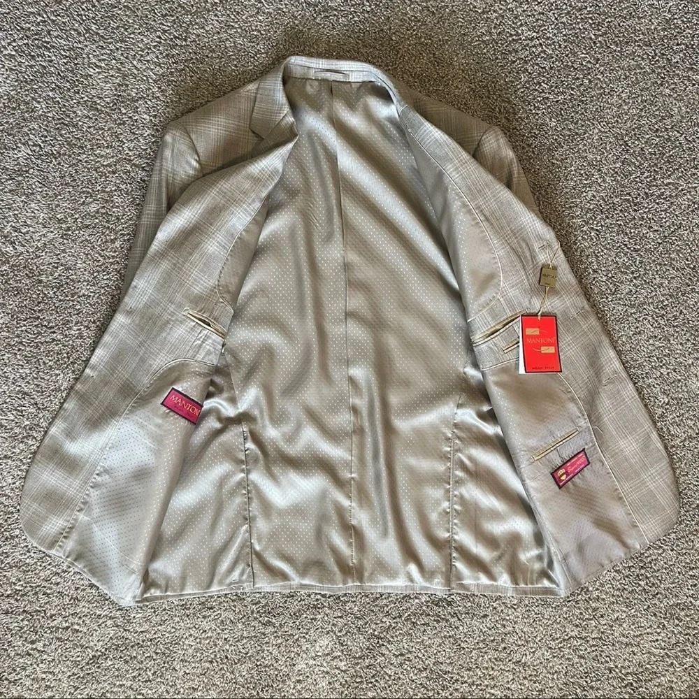 Mantoni 100% Virgin Wool Super 140s Jacket Coat Blazer 44R Crème Tan Brown BNWT - Picture 6 of 7